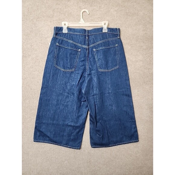 Old Navy Baggy Wide-Leg Culotte Jeans Womens 12 Blue Drapey Denim NEW - Picture 7 of 12